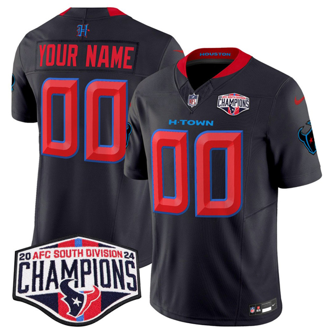 Men's Navy Houston Texans Active Player Custom 2nd Alternate F.U.S.E. 2024 AFC South Division Champions Vapor Limited Stitched Football Jersey