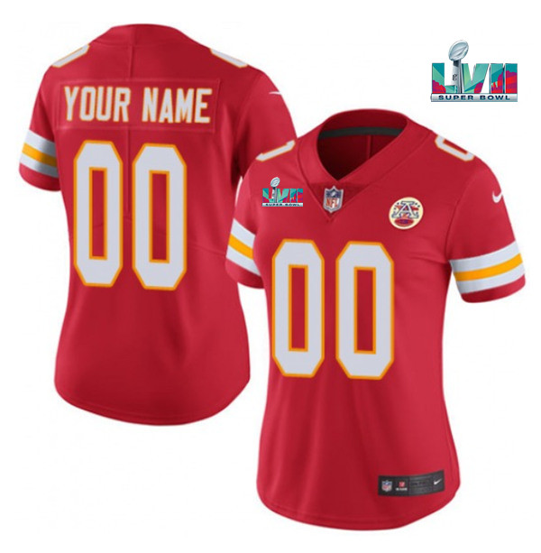 Women's Red Kansas City Chiefs Customized Super Bowl LVII Limited Stitched Jersey(Run Small）