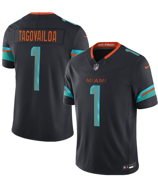 Youth Black Miami Dolphins ACTIVE PLAYER Custom 2025 F.U.S.E. “Rivalries”Vapor Limited Stitched Jersey