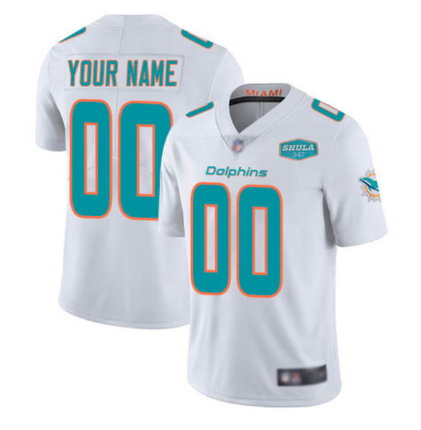 Youth White Dolphins Active Players Custom 347 Shula Patch Vapor Untouchable Limited Stitched NFL Jersey