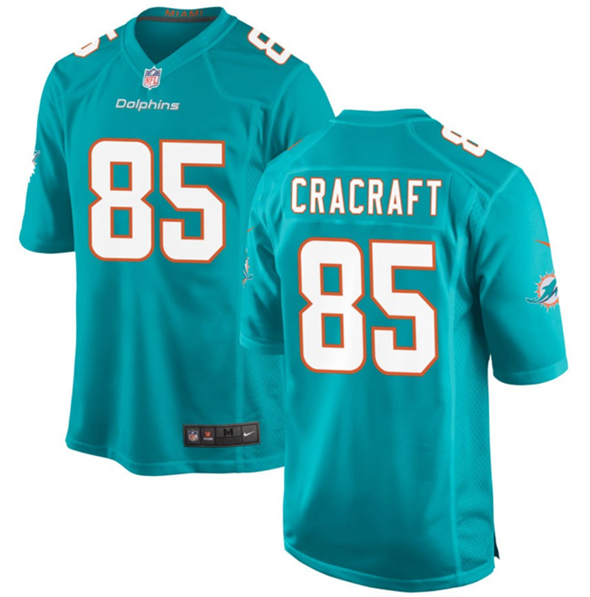 Men's Aqua Miami Dolphins #85 River Cracraft Stitched Game Jersey