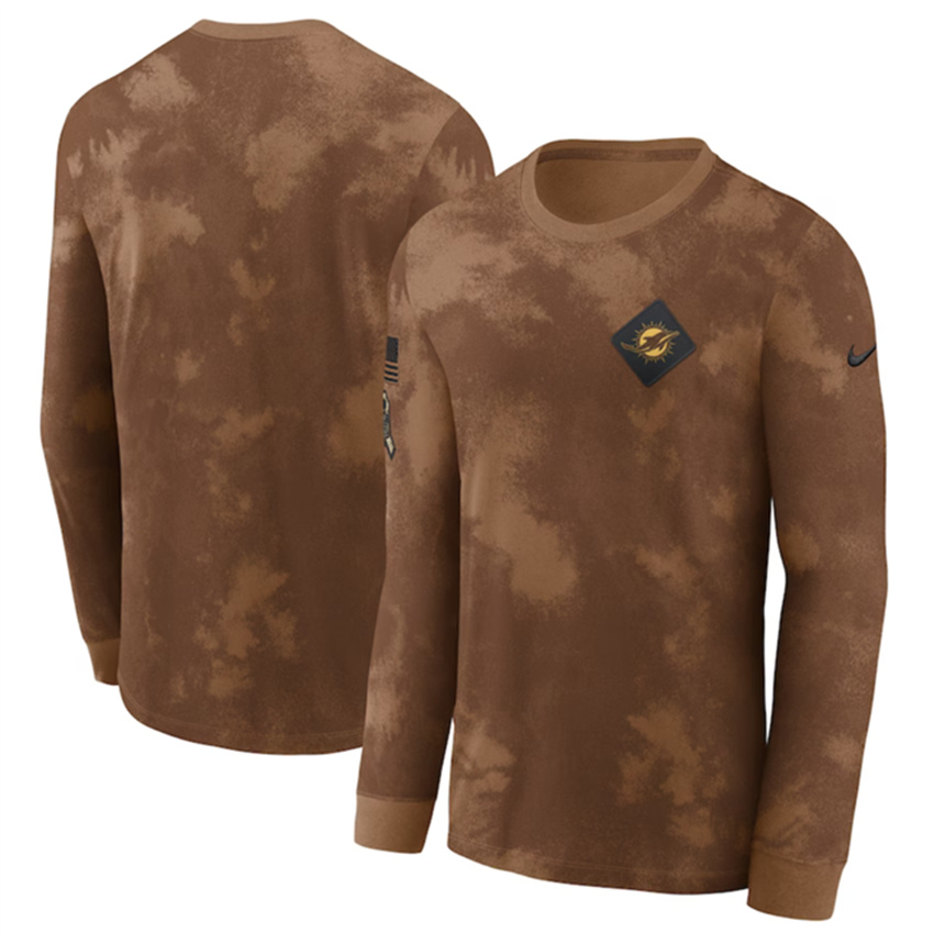 Men's Brown Miami Dolphins 2023 Salute To Service Long Sleeve T-Shirt