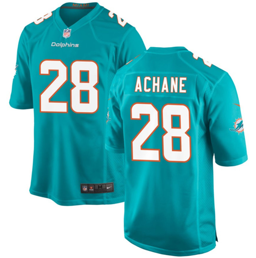 Men's Aqua Miami Dolphins #28 De'Von Achane Stitched Game Jersey