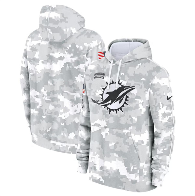 Men's Arctic Camo Miami Dolphins 2024 Salute to Service Club Fleece Pullover Hoodie