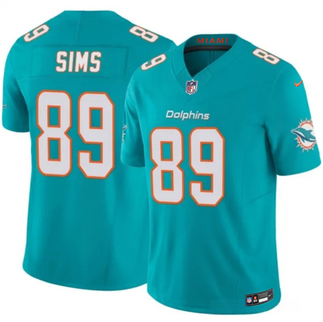 Men's Aqua Miami Dolphins #89 Ben Sims 2026 F.U.S.E. Vapor Limited Stitched Football Jersey