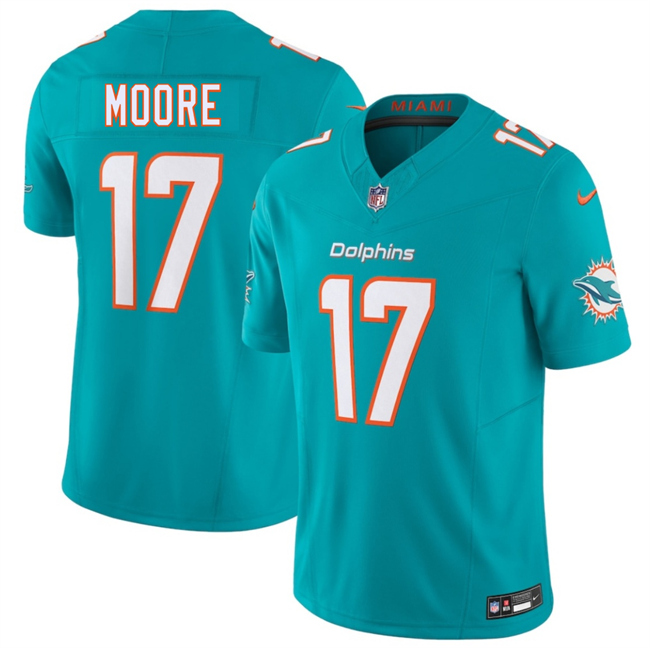 Men's Aqua Miami Dolphins #17 Trey Moore 2026 Draft F.U.S.E. Vapor Limited Stitched Football Jersey