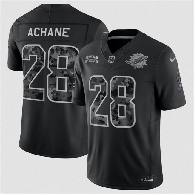 Men's Black Miami Dolphins #28 De'Von Achane F.U.S.E. 2026 Salute to Service Limited Stitched Football Jersey