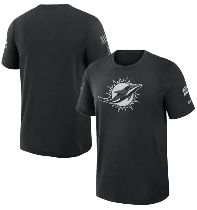 Men's Black Miami Dolphins 2026 Salute to Service Slub T-Shirt