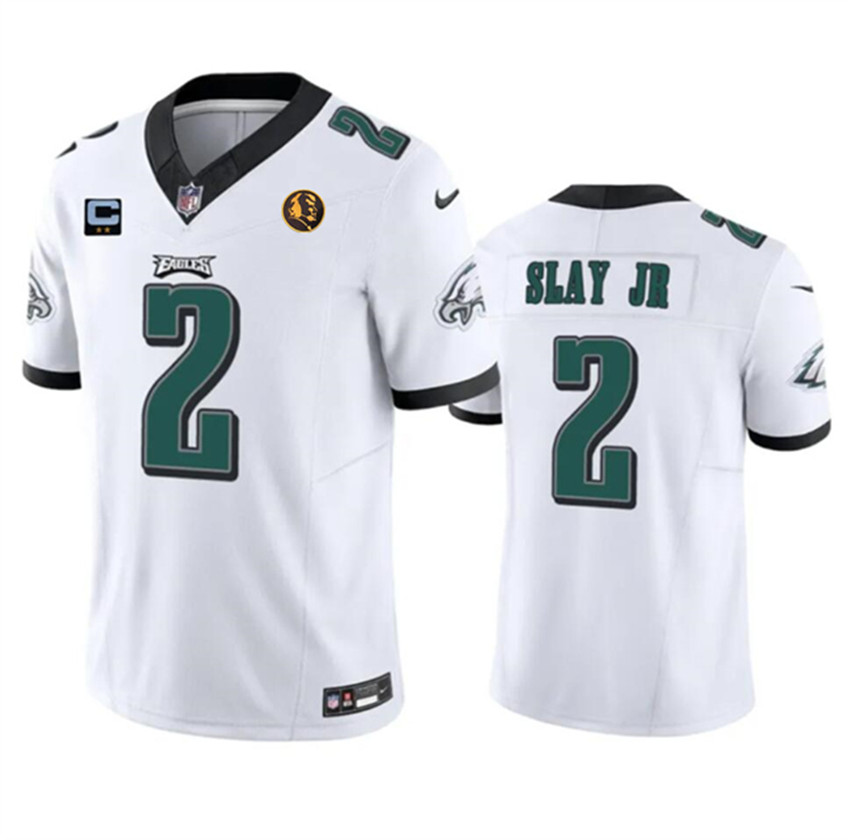 Men's White Philadelphia Eagles #2 Darius Slay JR 2023 F.U.S.E. With 2-star C Patch And John Madden Patch Vapor Limited Stitched Football Jersey