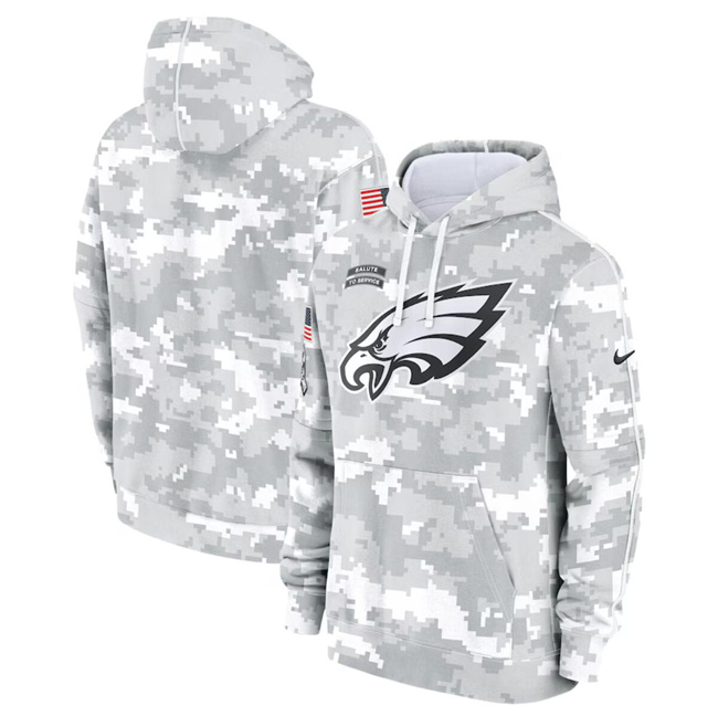 Men's Arctic Camo Philadelphia Eagles 2024 Salute to Service Club Fleece Pullover Hoodie