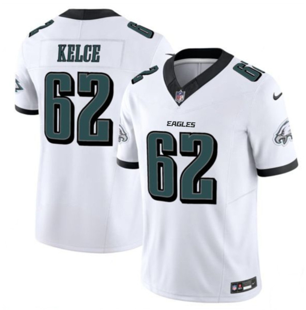 Men's White Philadelphia Eagles #62 Jason Kelce 2024 F.U.S.E. Vapor Untouchable Limited Throwback Stitched Football Jersey