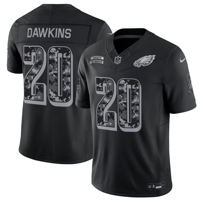 Men's Black Philadelphia Eagles #20 Brian Dawkins F.U.S.E. 2026 Salute to Service Limited Stitched Football Jersey