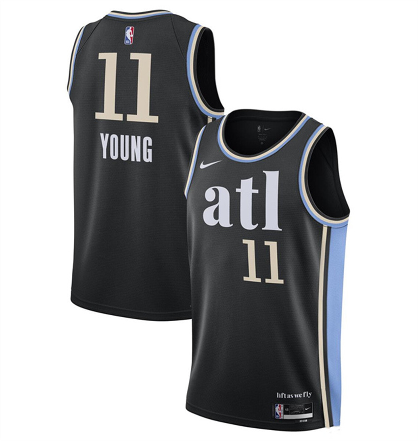 Youth Black Atlanta Hawks #11 Trae Young 2023/24 City Edition Stitched Jersey