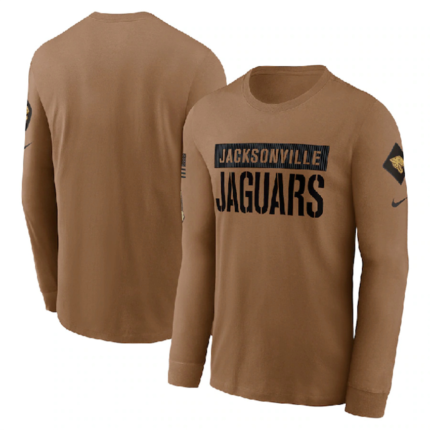 Men's Brown Jacksonville Jaguars 2023 Salute To Service Long Sleeve T-Shirt