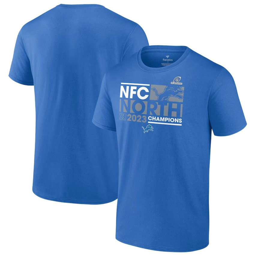 Men's Blue Detroit Lions 2023 NFC North Division Champions Conquer T-Shirt