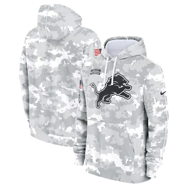 Men's Arctic Camo Detroit Lions 2024 Salute to Service Club Fleece Pullover Hoodie