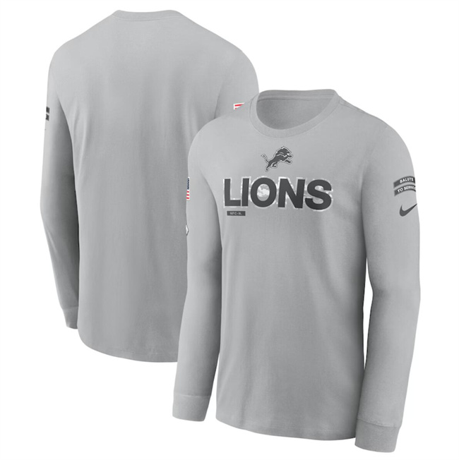 Men's Gray Detroit Lions 2024  Salute To Service Long Sleeve T-Shirt