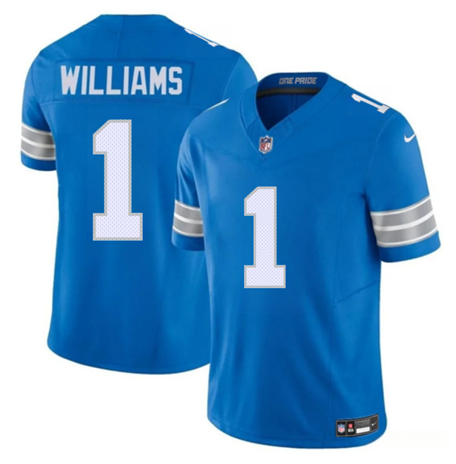 Men's Blue Detroit Lions #1 Jameson Williams 2025 F.U.S.E. Vapor Limited Stitched Jersey
