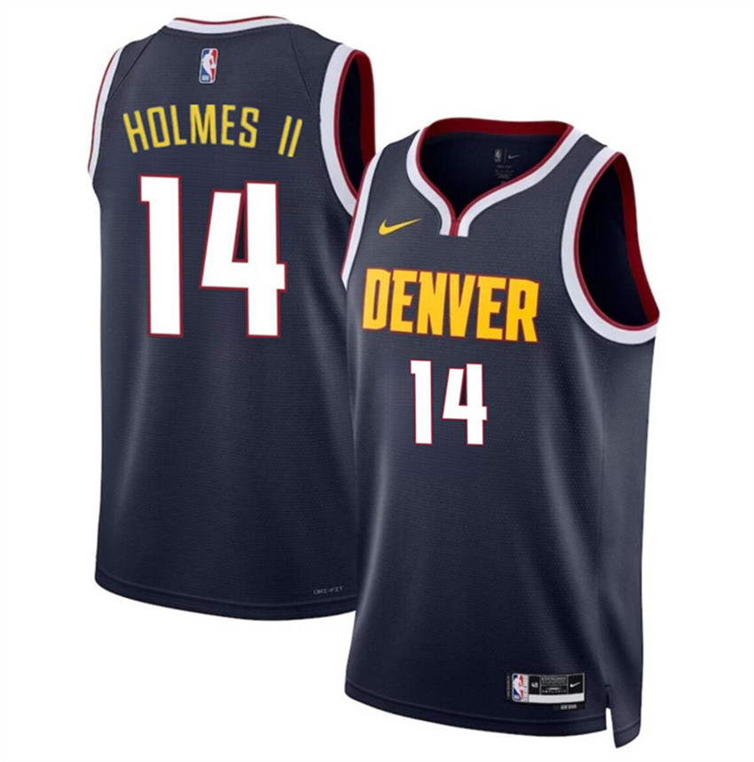 Men's Navy Denver Nuggets #14 DaRon Holmes II 2024 Draft Icon Edition Stitched Basketball Jersey