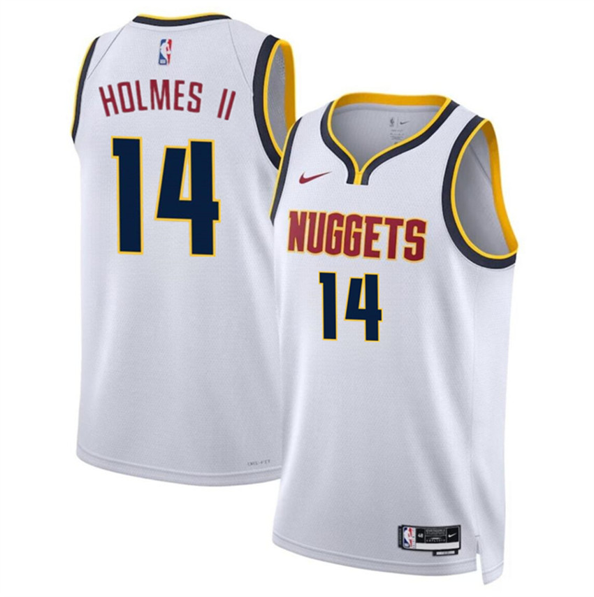Men's White Denver Nuggets #14 DaRon Holmes II 2024 Draft Association Edition Stitched Basketball Jersey