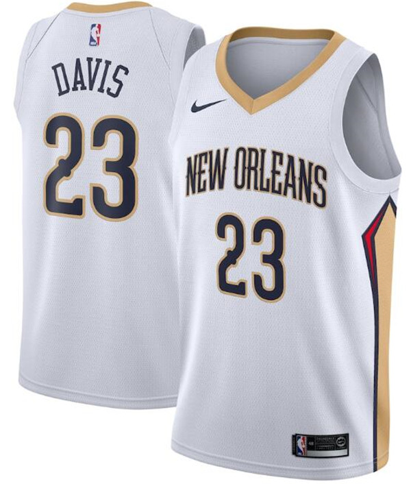 Men's New Orleans Pelicans White #23 Anthony Davis Association Edition Stitched Jersey