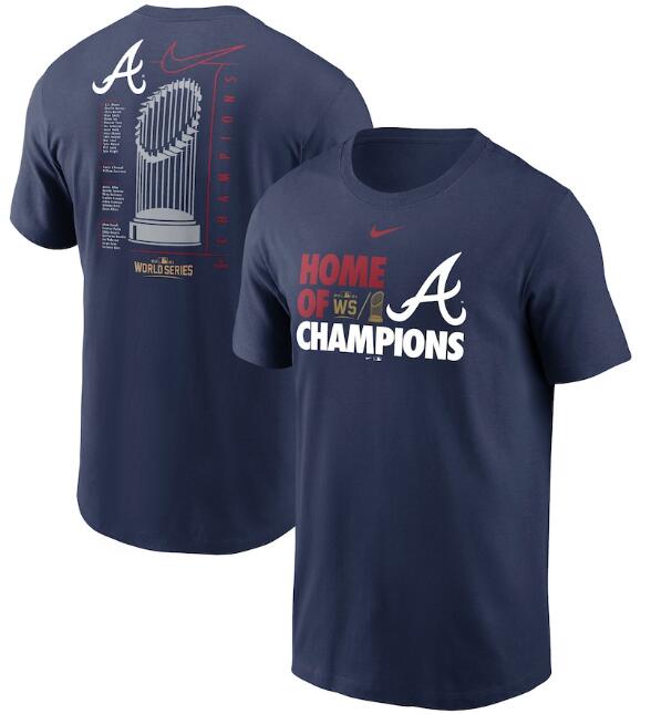Men's Navy Atlanta Braves 2021 World Series Champions Just Roster T-Shirt