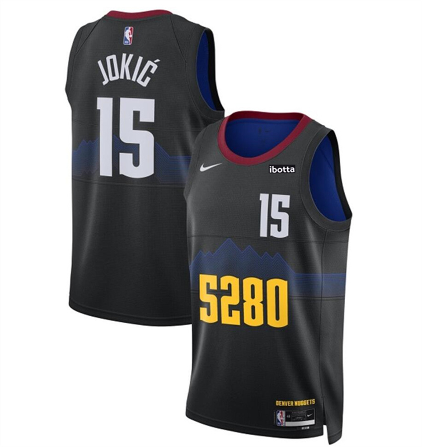 Men's Black Denver Nuggets #15 Nikola Jokic 2023 City Edition Stitched Basketball Jersey