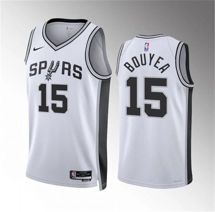Men's White San Antonio Spurs #15 Jamaree Bouyea Association Edition Stitched Basketball Jersey
