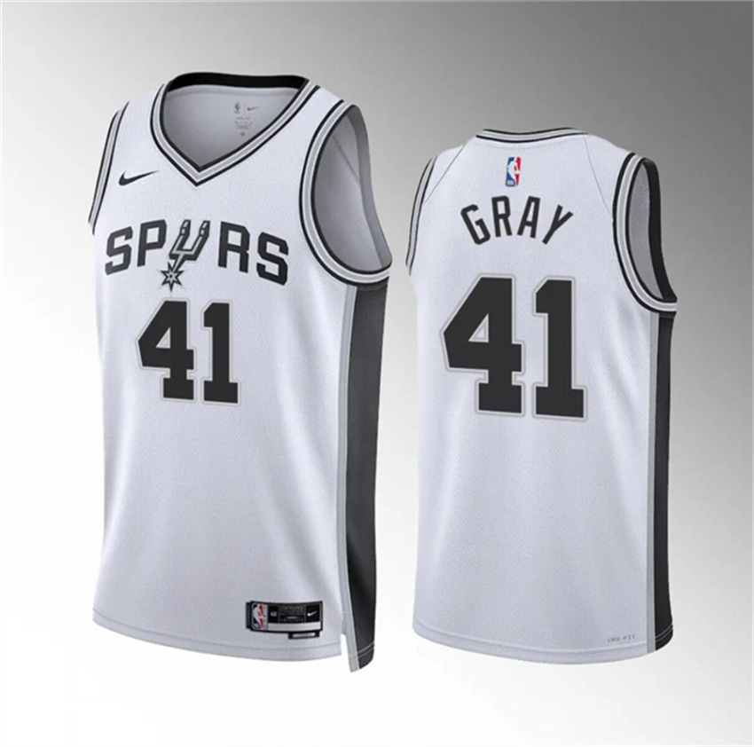 Men's White San Antonio Spurs #41 Raiquan Gray Association Edition Stitched Basketball Jersey
