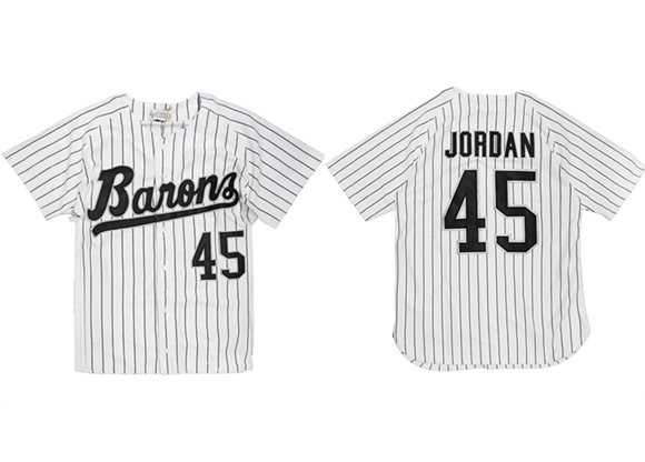 Men's White Barona #45 Michael Jordan Stitched Baseball Jersey