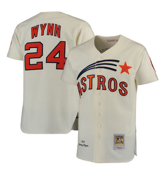 Men's Cream Houston Astros #24 Jimmy Wynn Stitched Jersey
