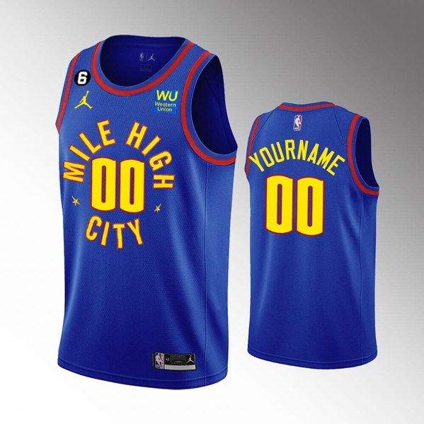 Men's Blue Denver Nuggets Active Custom Memorial Patch 2022-23 Statement Edition Stitched Jersey