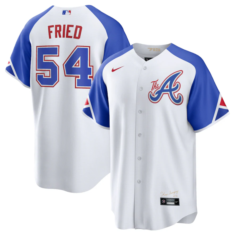 Men's White Atlanta Braves #54 Max Fried 2023 City Connect Cool Base Stitched Baseball Jersey