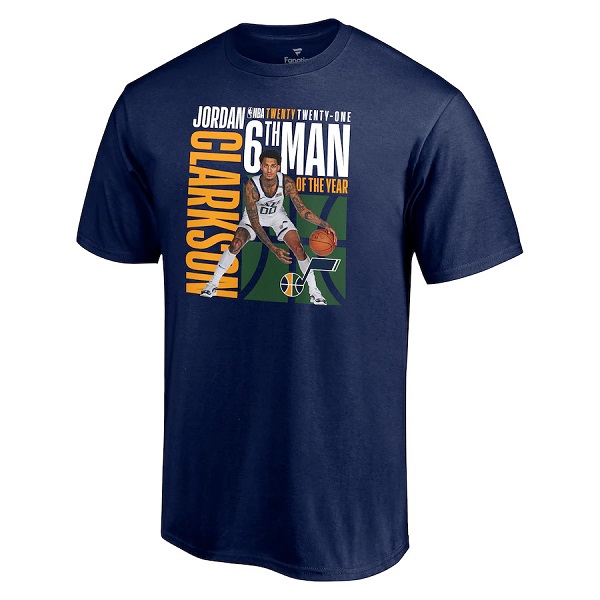 Men's Navy Utah Jazz 2021 Jordan Clarkson NBA 6th Man Of The Year T-Shirt