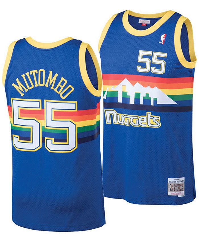 Men's Blue Denver Nuggets #55 Dikembe Mutombo 1991-92 Hardwood Classics Reload Throwback Stitched Jersey