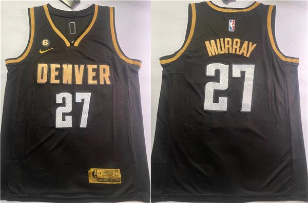 Men's Black Denver Nuggets #27 Jamal Murray With NO.6 Patch Stitched Jersey