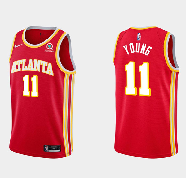 Men's Red Atlanta Hawks #11 Trae Young Stitched Jersey