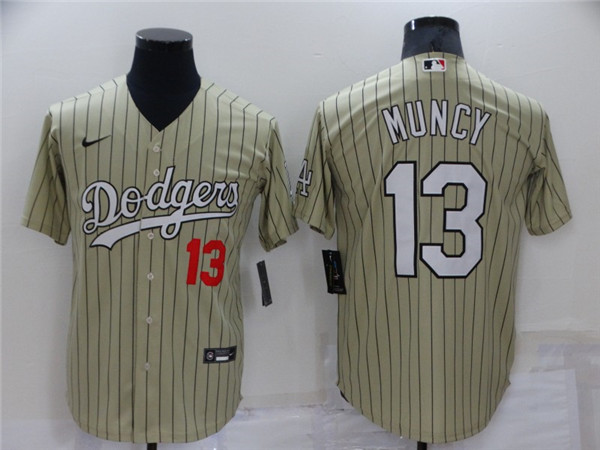 Men's Cream Los Angeles Dodgers #13 Max Muncy Throwback Stitched Baseball Jersey