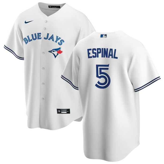 Men's White Toronto Blue Jays #5 Santiago Espinal Cool Base Stitched Jersey