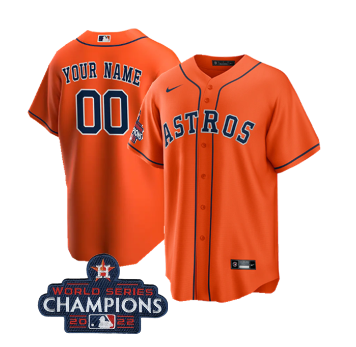 Men's Orange Houston Astros Active Player Custom 2022 World Series Champions Cool Base Stitched Baseball Jersey