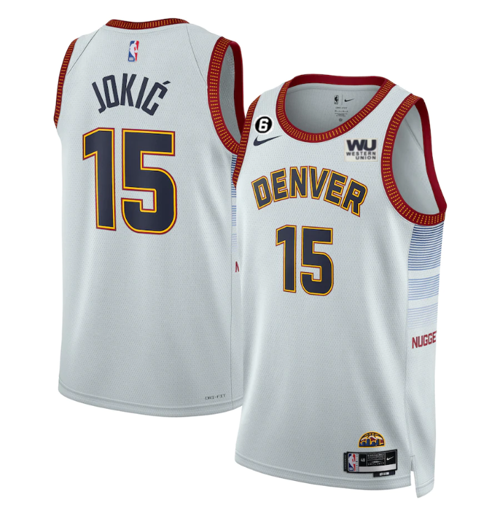 Men's Grey Denver Nuggets #15 Nikola Jokic 2022/23 City Edition Stitched Jersey