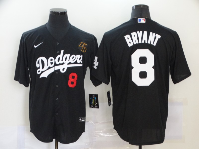Men's Los Angeles Dodgers Black #8 Kobe Bryant NBA 2020 KB Patch Cool Base Stitched Jersey