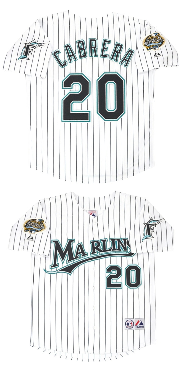 Men's White Miami Marlins #20 Miguel Cabrera 2003 Throwback Stitched Baseball Jersey