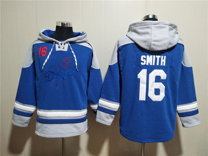 Men's Blue Los Angeles Dodgers #16 Will Smith Ageless Must-Have Lace-Up Pullover Hoodie