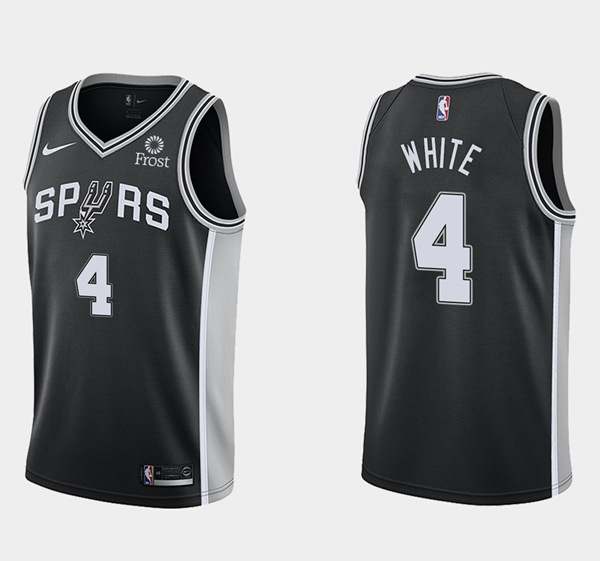 Men's Black San Antonio Spurs #4 Derrick White Icon Edition Stitched Jersey