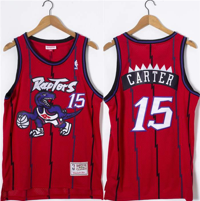 Men's Red Toronto Raptors #15 Vince Carter Throwback Stitched Jersey
