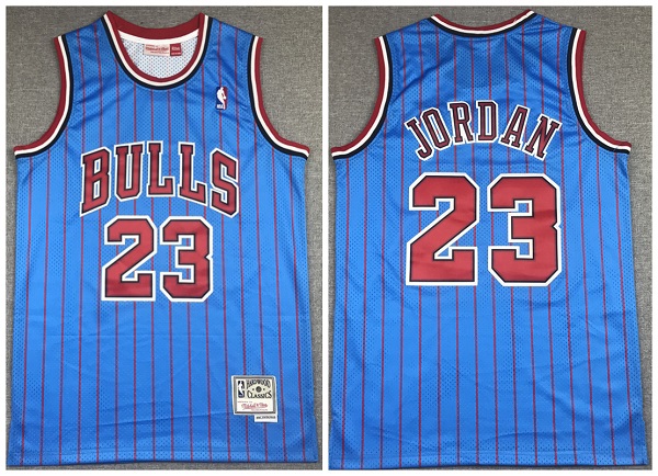 Men's Bule Chicago Bulls #23 Michael Jordan Throwback Stitched Jersey
