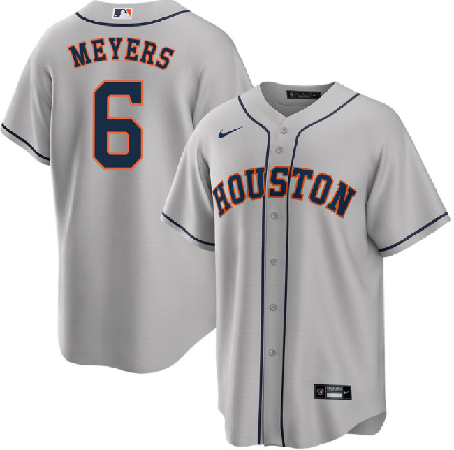 Men's Grey Houston Astros #6 Jake Meyers Cool Base Stitched Baseball Jersey