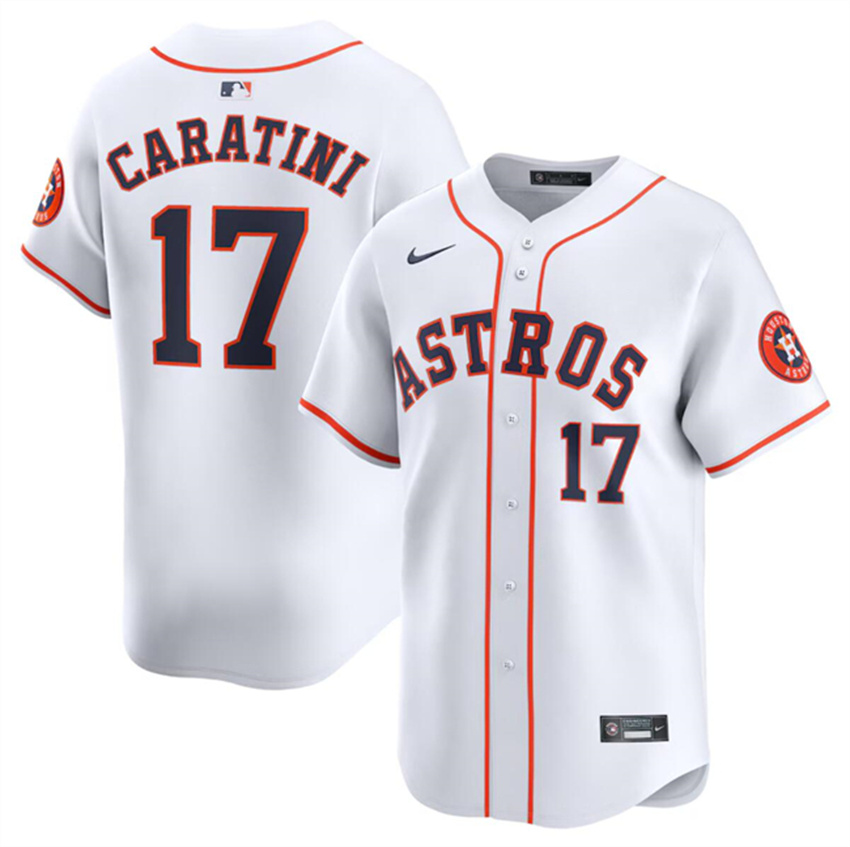 Men's White Houston Astros #17 Victor Caratini 2024 Home Limited Stitched Baseball Jersey