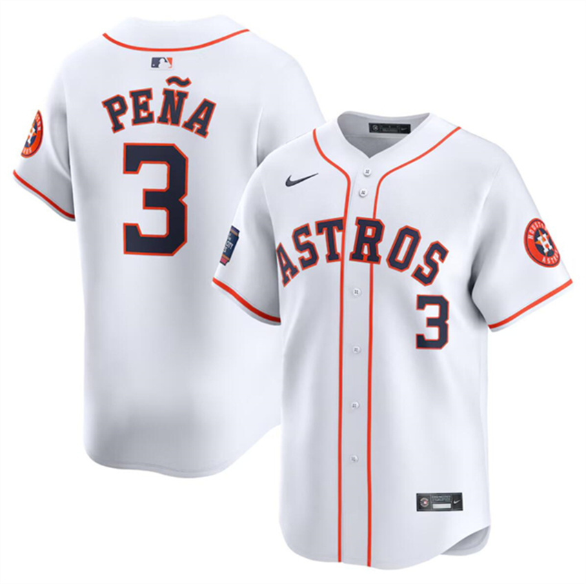 Men's White Houston Astros #3 Jeremy Peña 2024 World Tour Mexico City Series Home Limited Stitched Baseball Jersey